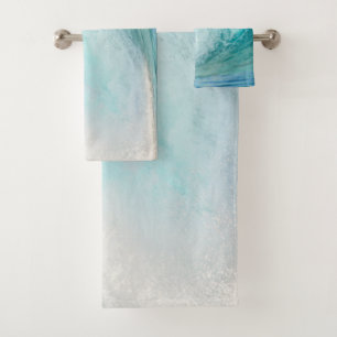 Fresh Pacific ocean blue wave breaking Bath Towel Set
