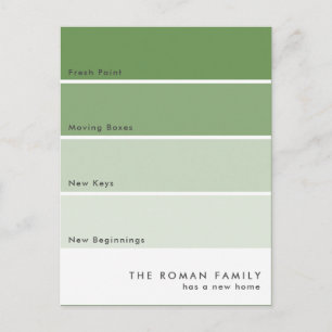 Fresh Paint Chip Moving Announcement Green Postcard