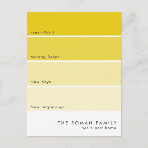 Fresh Paint Chip Moving Announcement Yellow Postcard