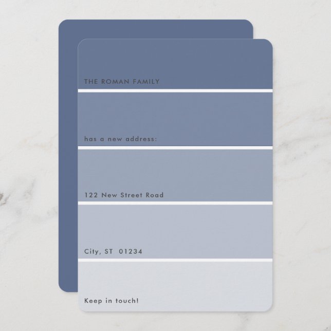 Fresh Paint Moving Announcement Blue Paint Chip (Front/Back)