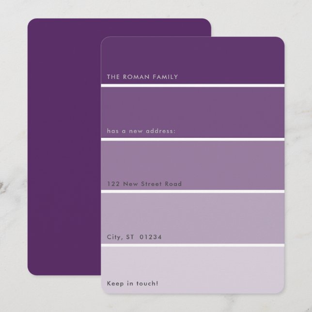 Fresh Paint Moving Announcement Purple Paint Chip (Front/Back)