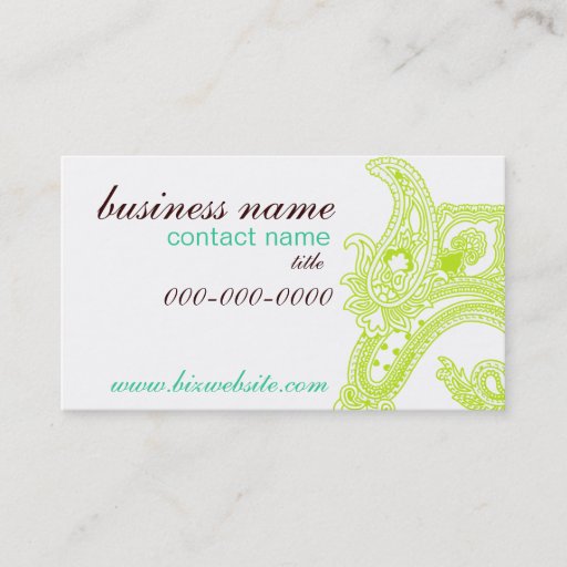 Customizable Fresh Paisley Business Card