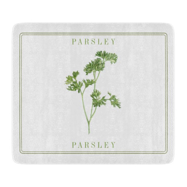 FRESH PARSLEY 6x7 Glass Cutting Board (Front)