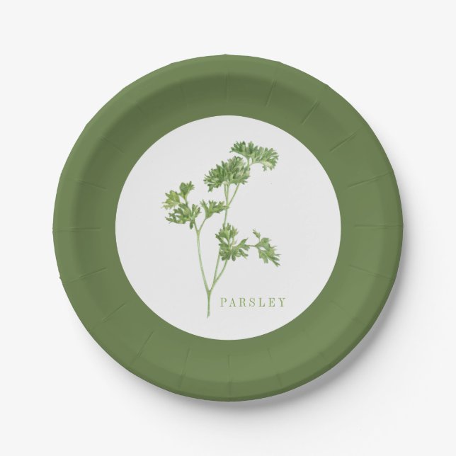 FRESH PARSLEY 7" Round Paper Plates - Green (Front)