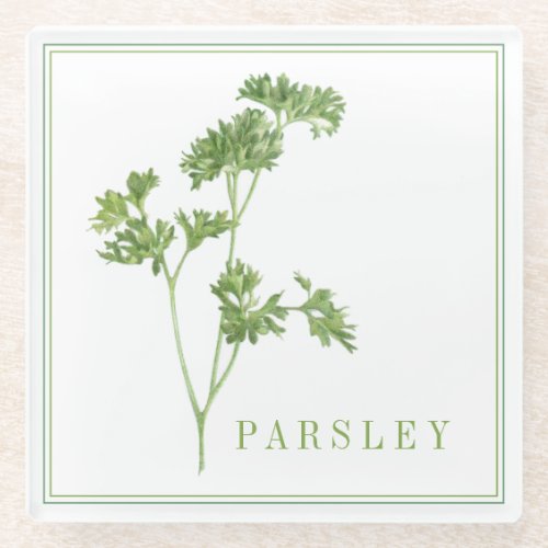 FRESH PARSLEY Glass Beverage Coaster