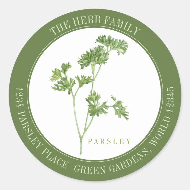 FRESH PARSLEY Large Round Envelope Seals - Green (Front)