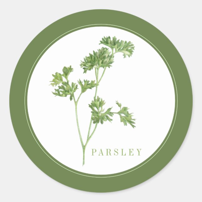 FRESH PARSLEY Small Round Stickers (+text) Green (Front)