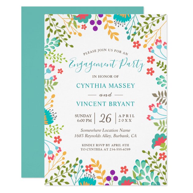 Fresh Pastel Floral Garden Engagement Party Invitation