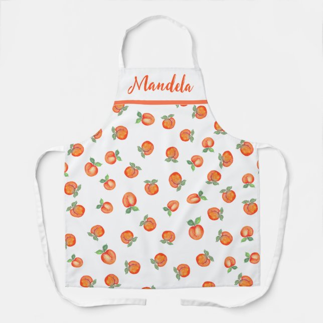 Fresh Peach Fruit Pattern Kitchen Apron (Front)