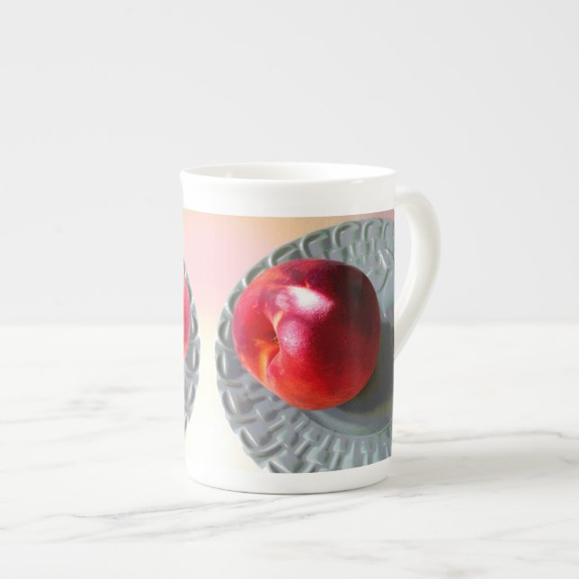 Fresh Peach in sunlight Bone China Mug (Front Right)