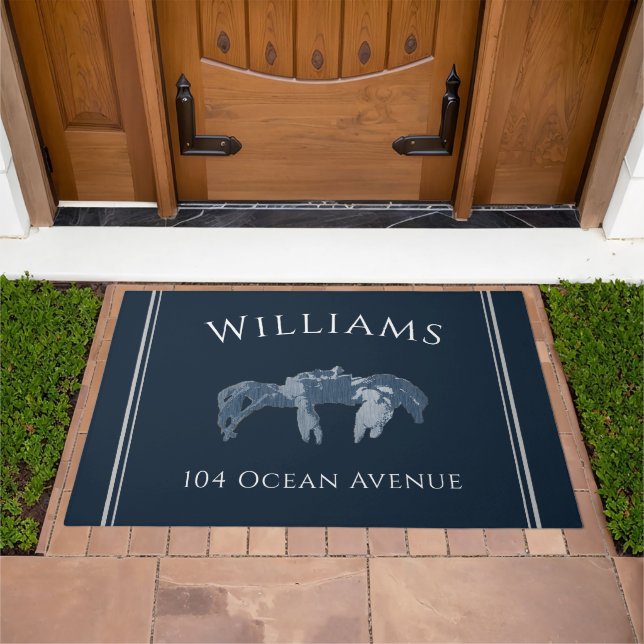 Fresh Personalized Nautical Beach Crab Doormat (Outdoor)