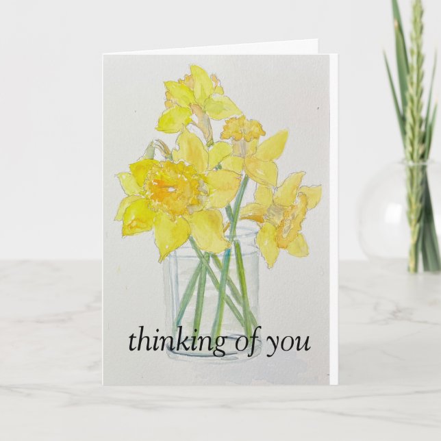 Fresh Picked Daffodils spring yellows watercolor Thank You Card (Front)