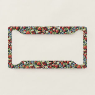 Fresh Picked Strawberries and White Blooms License Plate Frame