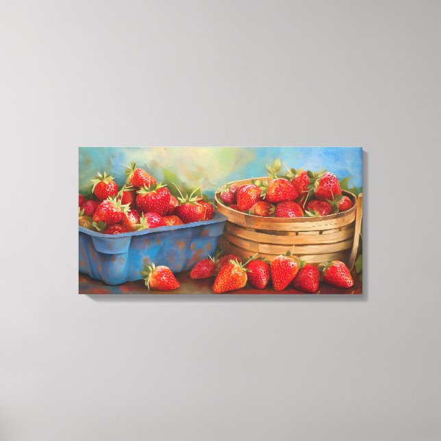 Fresh-picked Strawberries Canvas Print (Front)
