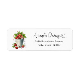Fresh Picked Strawberries in a Bucket Address Label