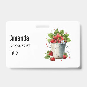 Fresh Picked Strawberries in a Bucket Badge