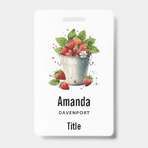 Fresh Picked Strawberries in a Bucket Badge