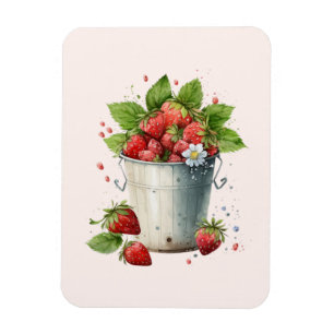 Fresh Picked Strawberries in a Bucket Magnet