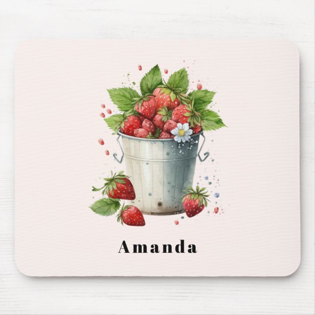 Fresh Picked Strawberries in a Bucket Mouse Pad (Front)