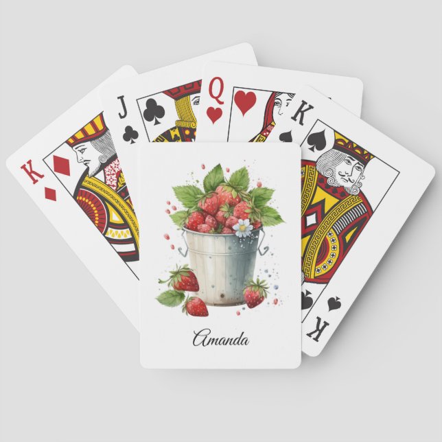 Fresh Picked Strawberries in a Bucket Poker Cards (Back)