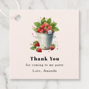 Fresh Picked Strawberries in a Bucket Thank You Favor Tags