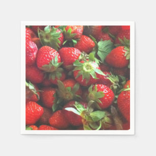 Fresh picked strawberries napkins