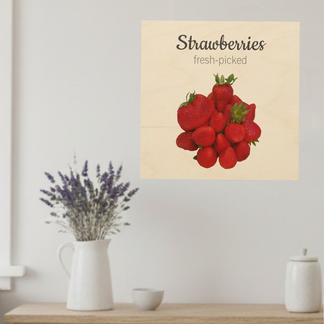  Fresh Picked Strawberries Rustic Kitchen Wood Wall Art (Creator Uploaded)