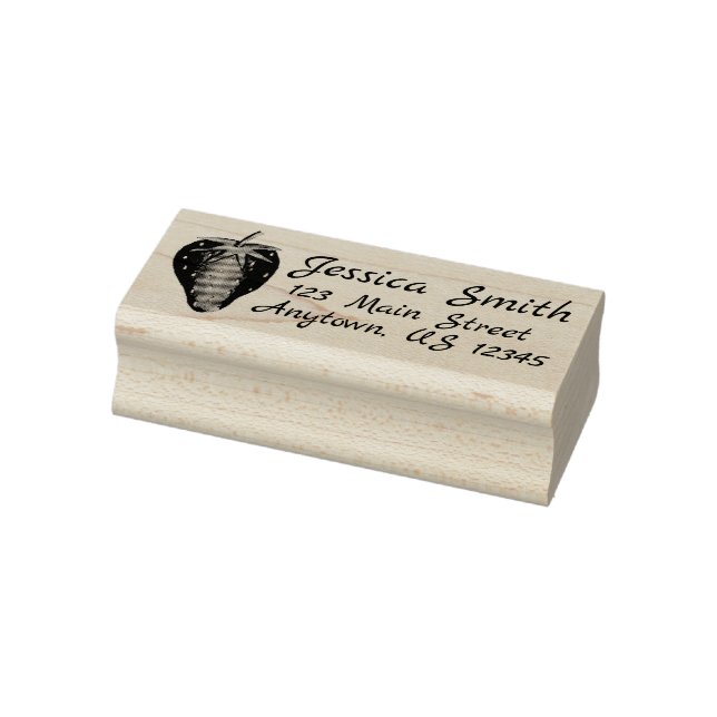 Fresh Picked Strawberry Summer Berry Fruit Address Rubber Stamp (Stamp)