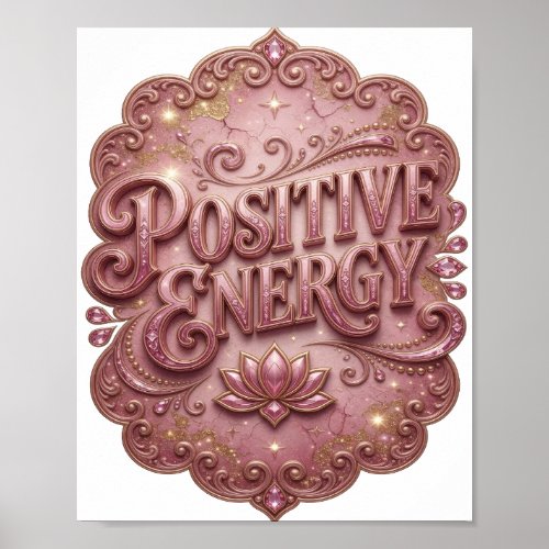 Fresh Pink POSITIVE ENERGY 3D Text Art Poster