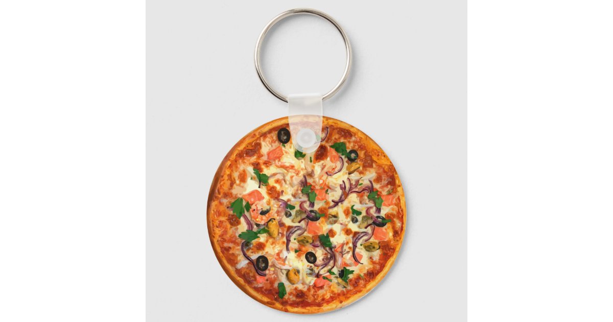 Fresh Pizza Theme Keychain | Zazzle