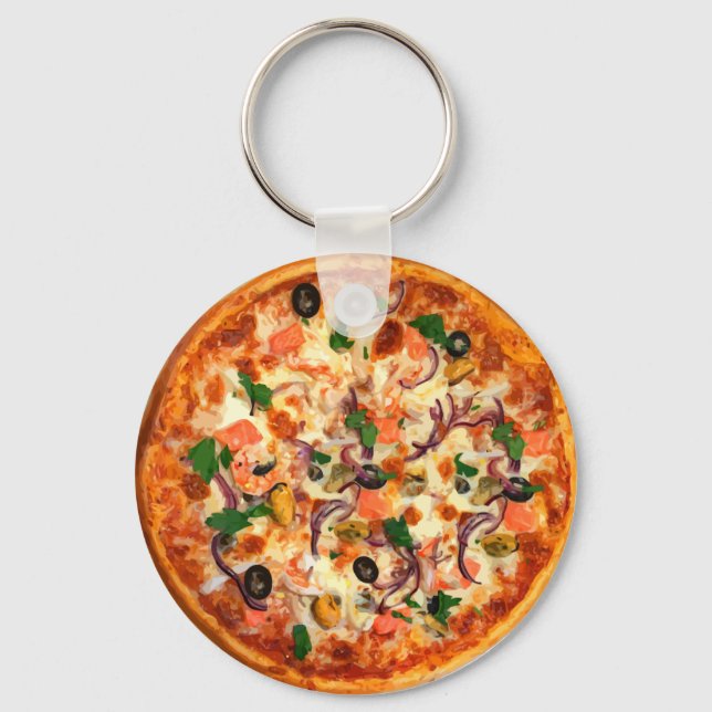Fresh Pizza Theme Keychain (Front)