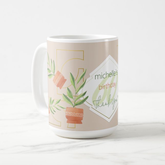 Fresh Plants In Ceramic Pots Watercolor  Coffee Mug (Front Left)