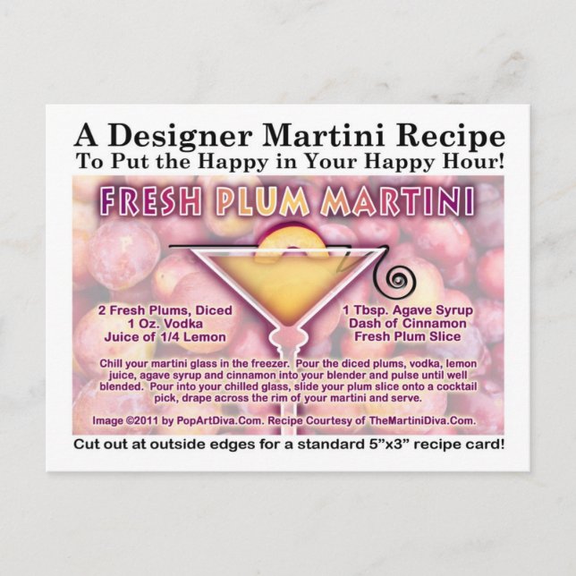 Fresh Plum Martini Recipe Postcard (Front)
