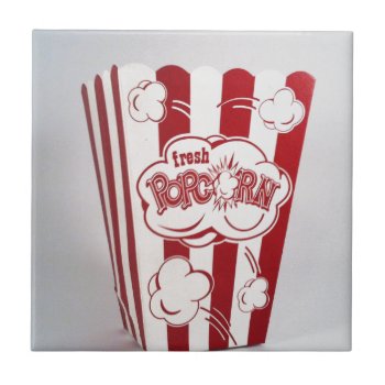 Fresh Popcorn Bag Red Vintage Ceramic Tile by Lorriscustomart at Zazzle