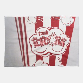 Fresh Popcorn Bag Red Vintage Kitchen Towel by Lorriscustomart at Zazzle