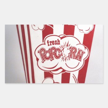 Fresh Popcorn Bag Red Vintage Rectangular Sticker by Lorriscustomart at Zazzle