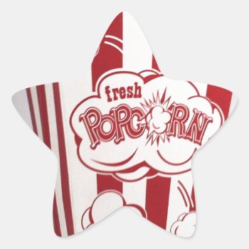 Fresh Popcorn Bag Red Vintage Star Sticker by Lorriscustomart at Zazzle