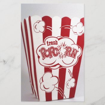 Fresh Popcorn Bag Red Vintage Stationery by Lorriscustomart at Zazzle