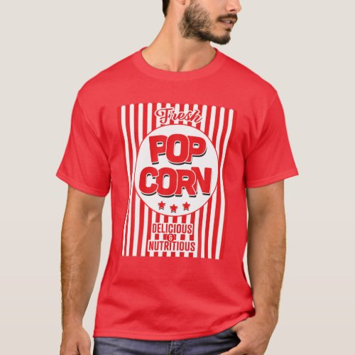 FRESH Popcorn Carnival Costume Cinema Funny Vintag T_Shirt