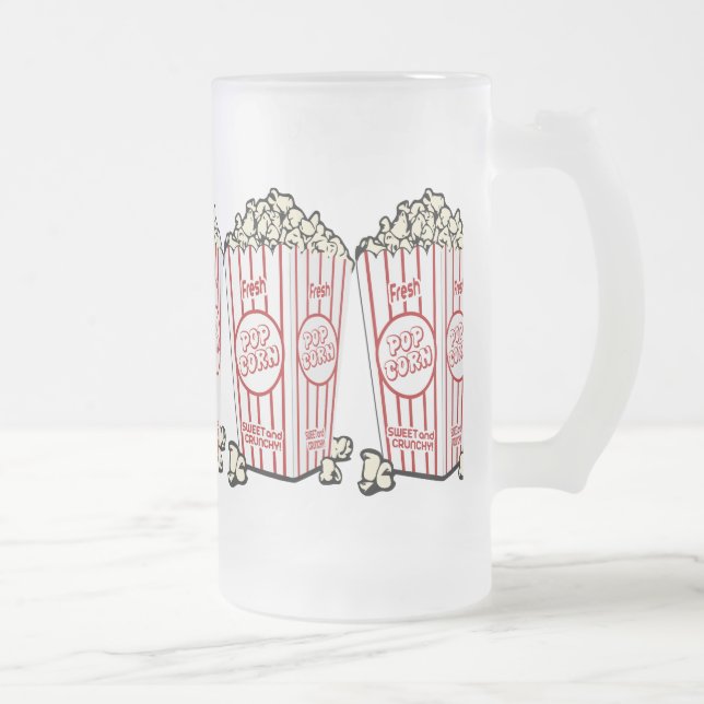 Fresh Popcorn Frosted Glass Beer Mug (Right)