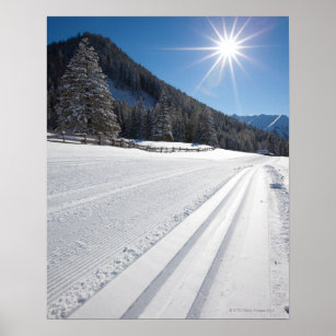 ART PRINT TRAVEL TOURISM WINTER SPORT AUSTRIA ALPINE SKI CHALET SNOW NOFL1270