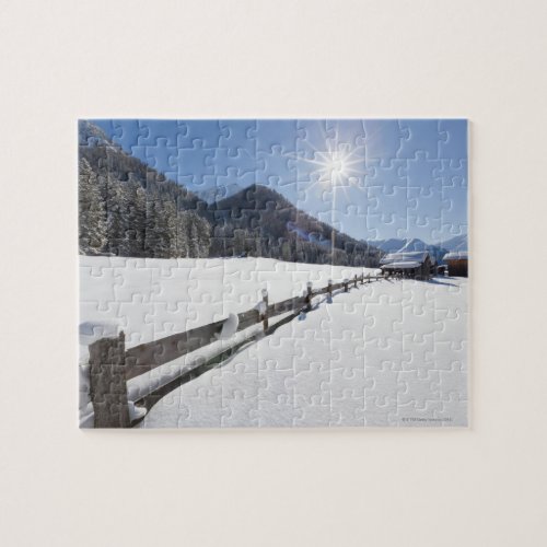 fresh prepared cross_country ski run in a jigsaw puzzle