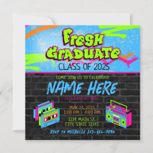 Fresh Prince 90s Boombox Class of 2025 Graduation Invitation