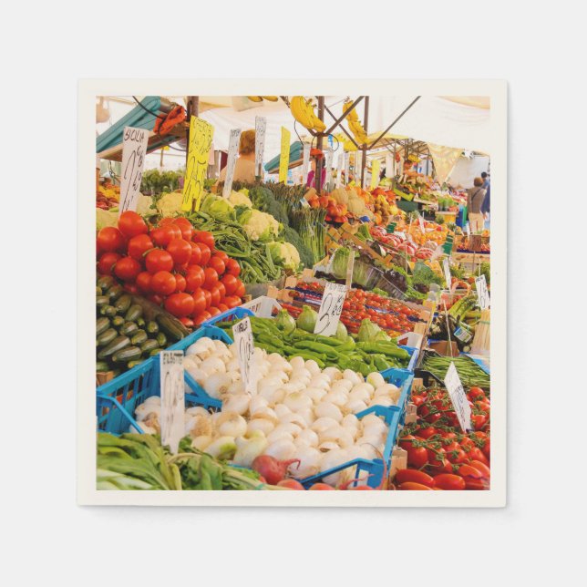 Fresh Produce at Farmers Market Paper Napkins (Front)