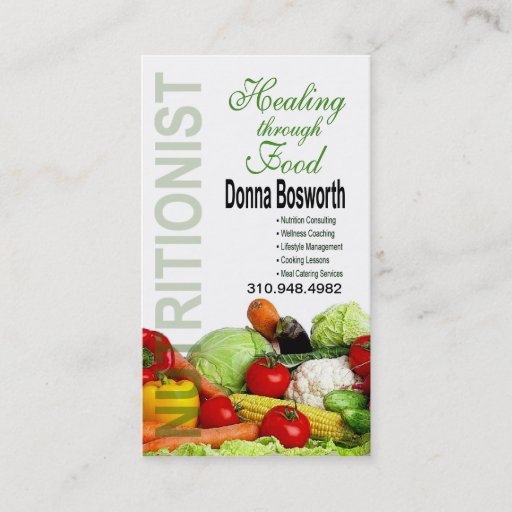 Customizable Fresh Produce Nutritionist Food Coach, Weight Loss Business Card Templates