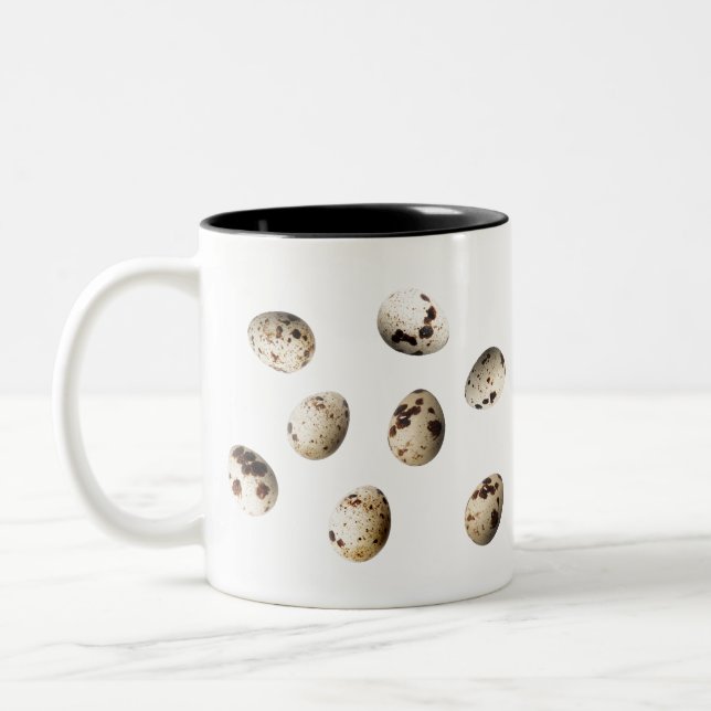 Fresh Quail Eggs Isolated On White Background Two-Tone Coffee Mug (Left)