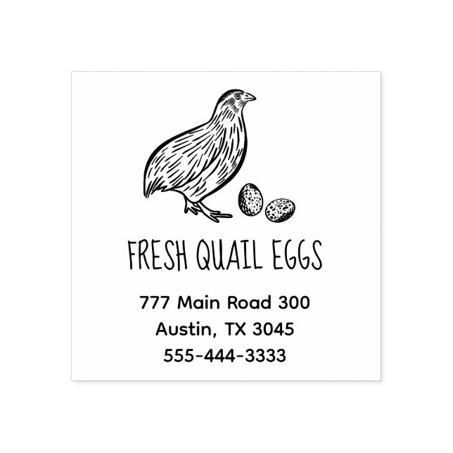 Fresh Quail Eggs Return Address Telephone Rubber Stamp (Imprint)