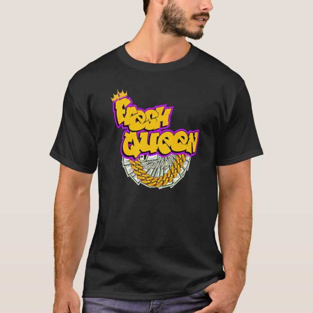Fresh Queen Melanin Mom Boss Women Black Business  T-Shirt (Front)
