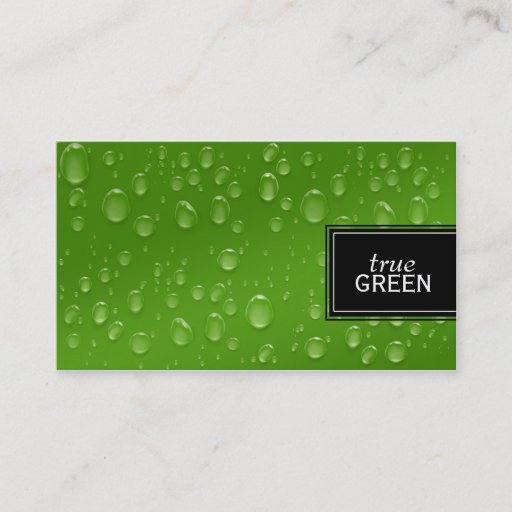 Customizable Fresh Raindrops in Green Business Card Template