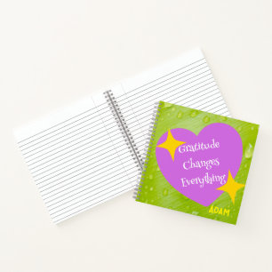 Fresh raindrops & purple heart Gratitude  Notebook